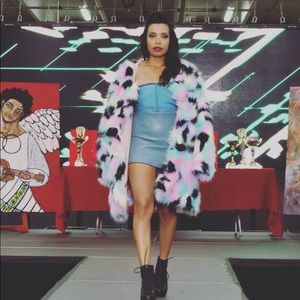 Faux fur coat Multi colored